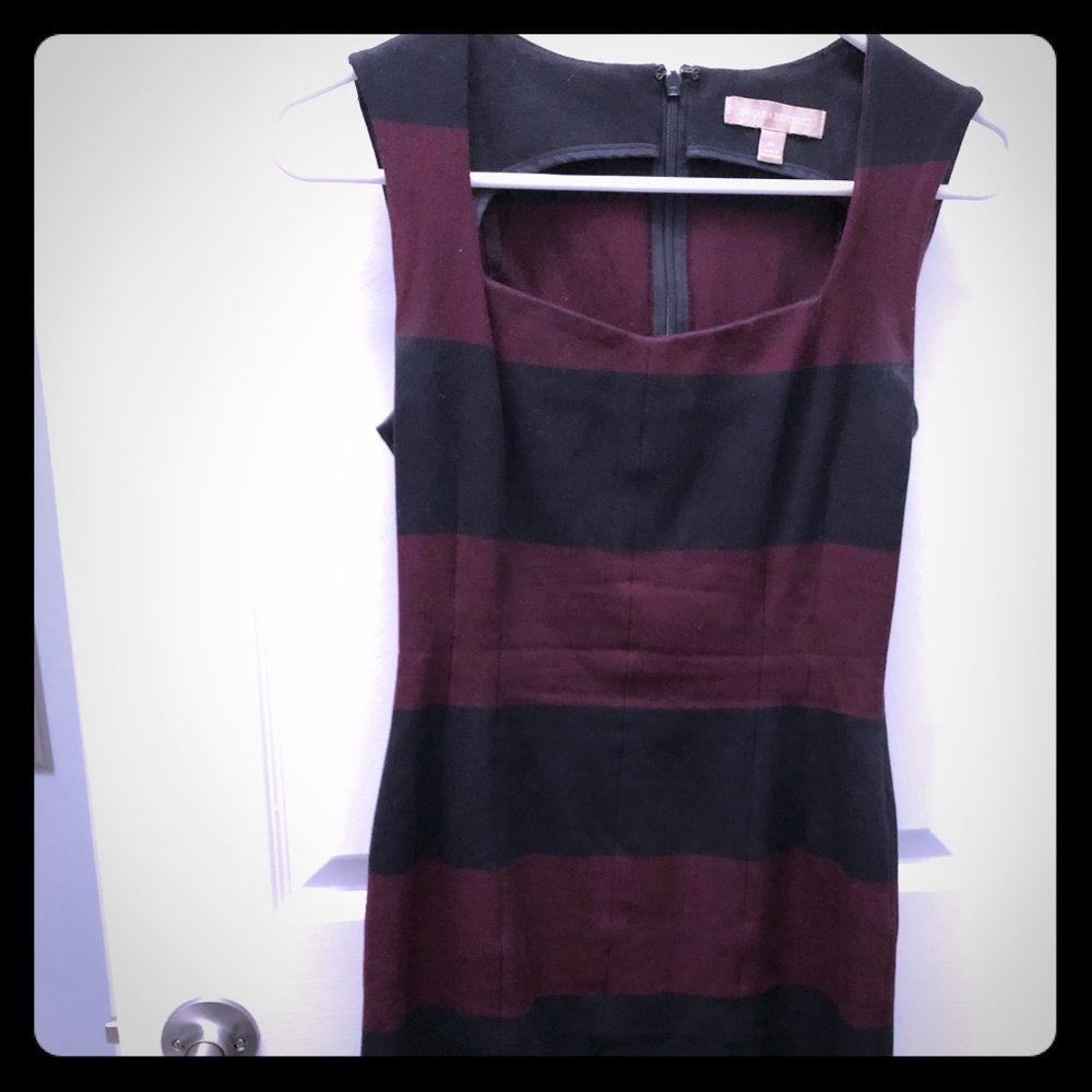 Banana Republic burgundy black striped dress